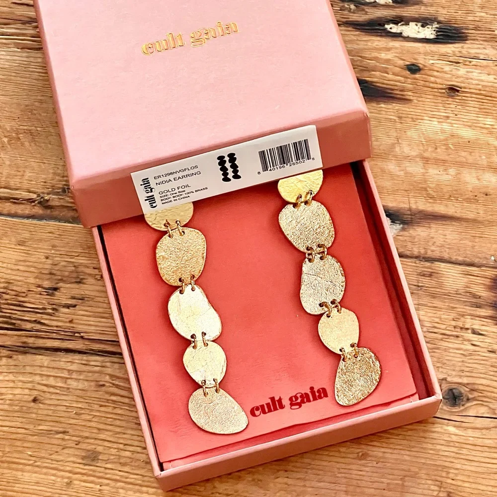 🌺🎉HP🎉🌺 NWT Cult Gaia Nidia Gold Earrings - Picture 16 of 16
